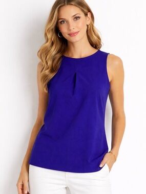 LOFT Sleeveless Pleat-Front Camisole in Royal Purple